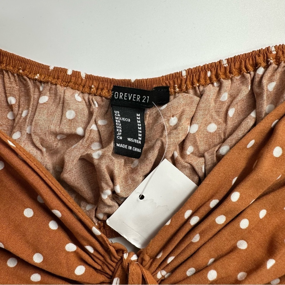 Forever 21 Brown Polka Dot Cutout Long Sleeve Dress – Size M, NWT - Picture 4 of 6